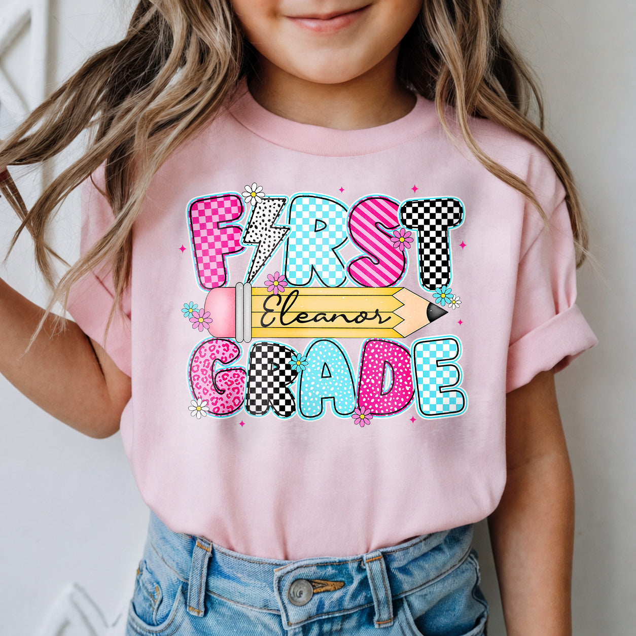 Personalized Kids Grade Shirt, Custom Name Back to School Shirt for Students