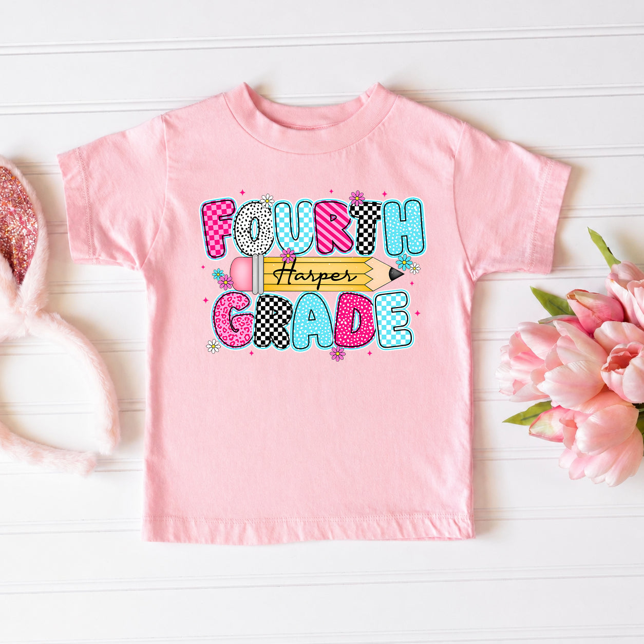 Personalized Kids Grade Shirt, Custom Name Back to School Shirt for Students