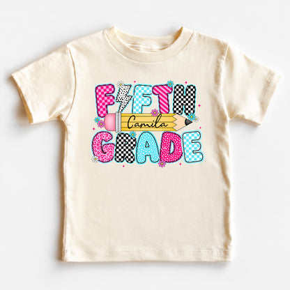 Personalized Kids Grade Shirt, Custom Name Back to School Shirt for Students