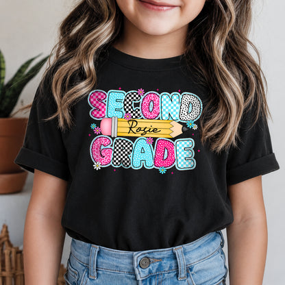 Personalized Kids Grade Shirt, Custom Name Back to School Shirt for Students