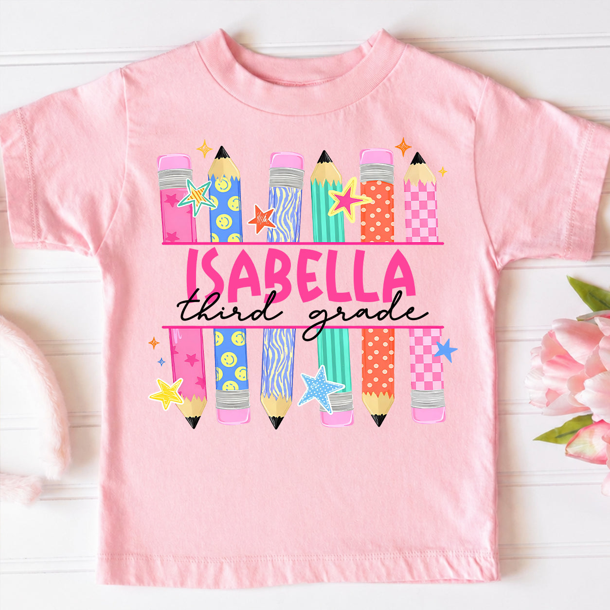 Personalized Kids Back to School Shirt, Custom Name and Grade Student Tee