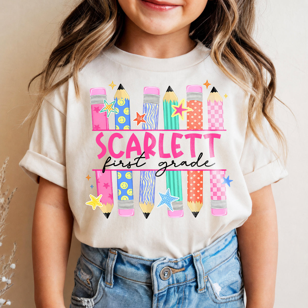 Personalized Kids Back to School Shirt, Custom Name and Grade Student Tee