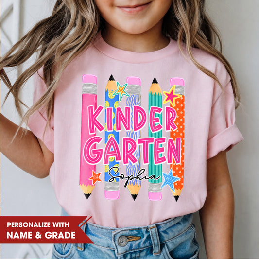 Personalized Kids Back to School Shirt, Custom Name and Grade Youth Tee