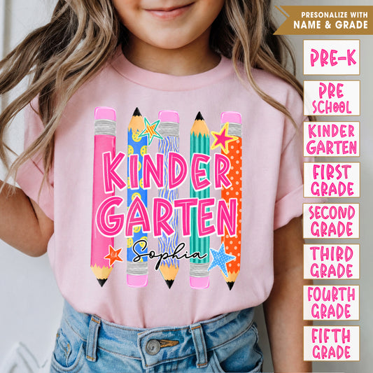 Personalized Kids Back to School Shirt, Custom Name and Grade Youth Tee