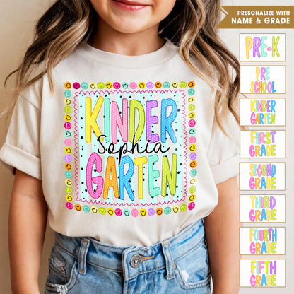 Personalized Kids Back to School Shirt, Custom Name and Grade Youth Tee
