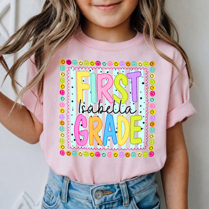 Personalized Kids Back to School Shirt, Custom Name and Grade Youth Tee