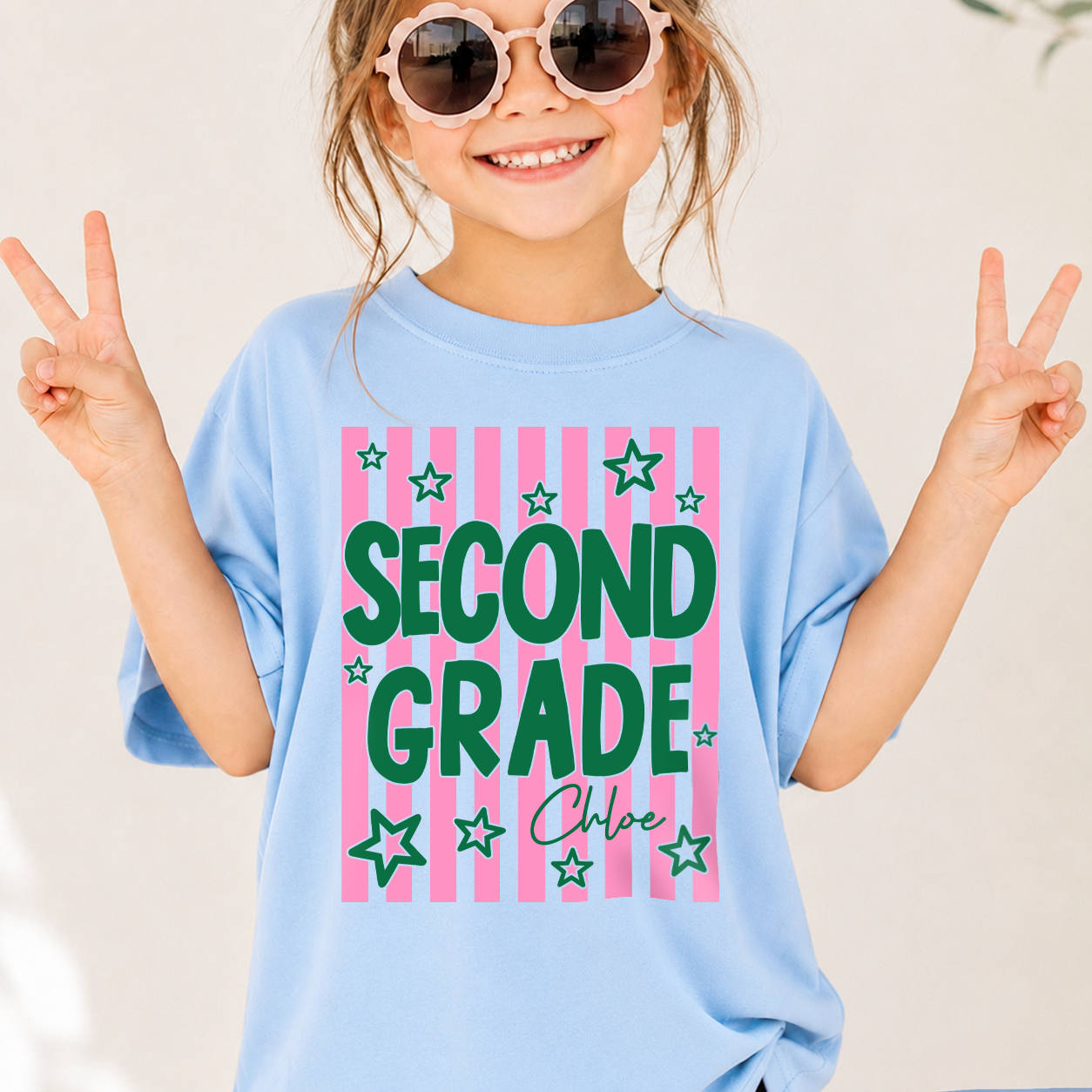 Personalized Kids Grade Shirt, Custom Name Back to School Youth Tee For Girls