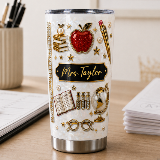Personalized Teacher Tumbler, Custom Name 20 oz Back to School Gift