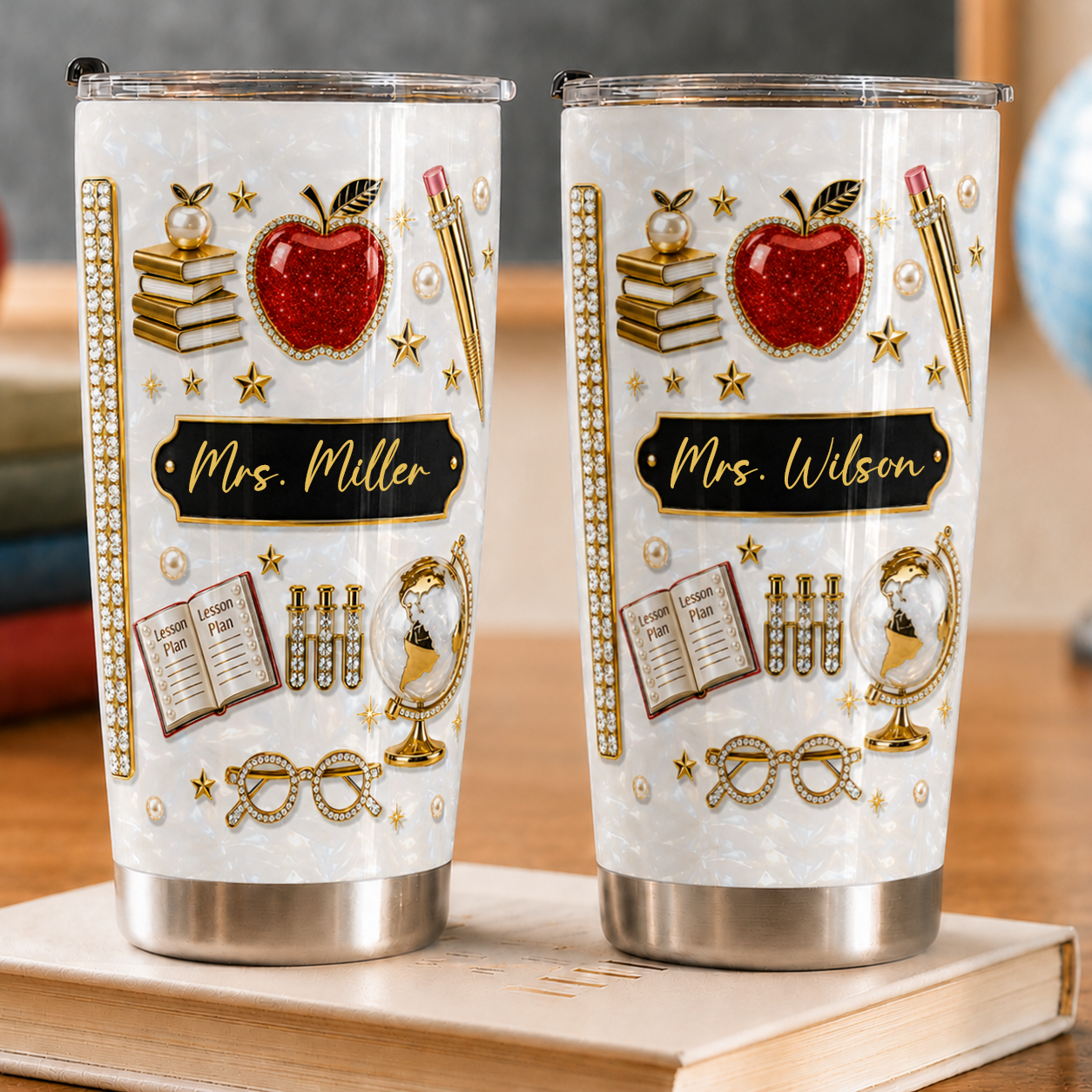 Personalized Teacher Tumbler, Custom Name 20 oz Back to School Gift
