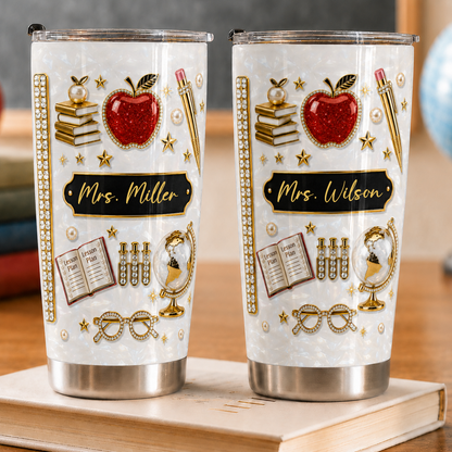 Personalized Teacher Tumbler, Custom Name 20 oz Back to School Gift