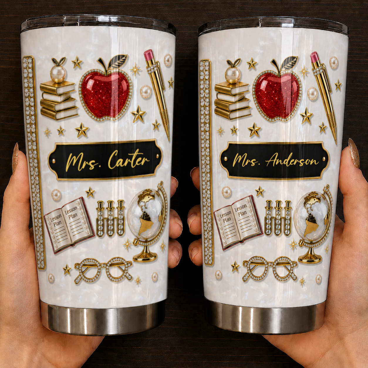 Personalized Teacher Tumbler, Custom Name 20 oz Back to School Gift