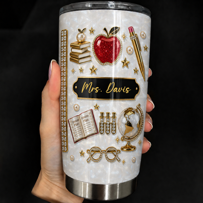 Personalized Teacher Tumbler, Custom Name 20 oz Back to School Gift