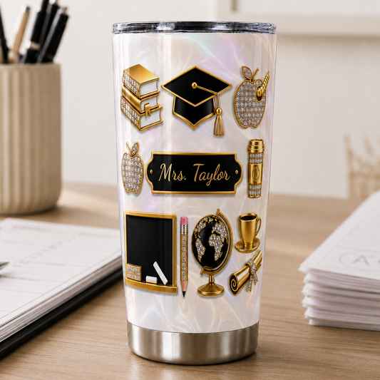 Personalized Teacher Tumbler, Custom Teacher Name 20 oz Tumbler, Back to School Gift