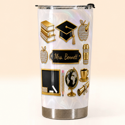 Personalized Teacher Tumbler, Custom Teacher Name 20 oz Tumbler, Back to School Gift