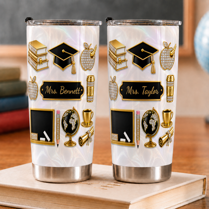 Personalized Teacher Tumbler, Custom Teacher Name 20 oz Tumbler, Back to School Gift