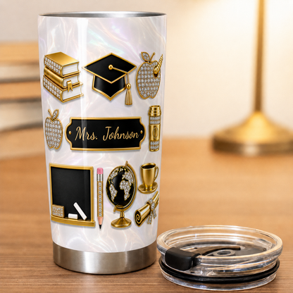 Personalized Teacher Tumbler, Custom Teacher Name 20 oz Tumbler, Back to School Gift