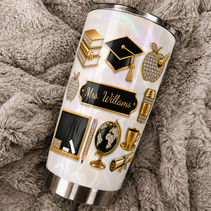 Personalized Teacher Tumbler, Custom Teacher Name 20 oz Tumbler, Back to School Gift