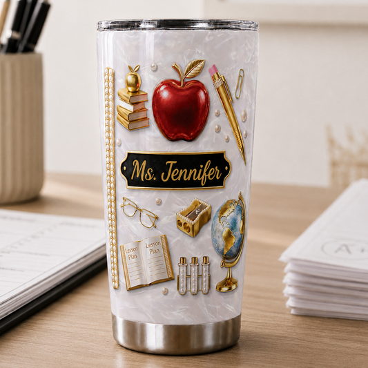 Personalized Teacher Tumbler, Custom Teacher Name 20oz Tumbler, Back to School Teacher Gift