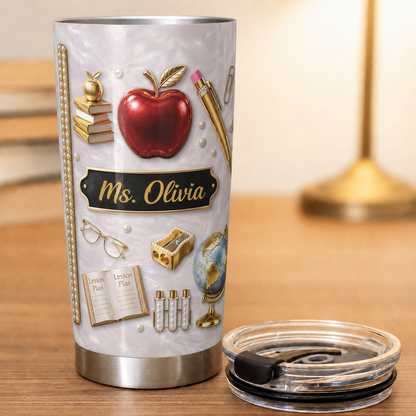 Personalized Teacher Tumbler, Custom Teacher Name 20oz Tumbler, Back to School Teacher Gift