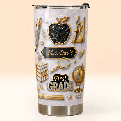 Personalized Teacher Tumbler 20oz, Custom Name & Grade Back to School Gift