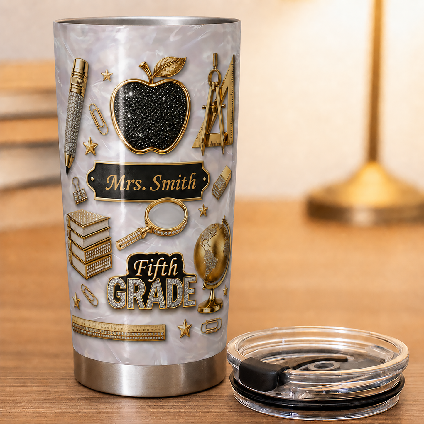 Personalized Teacher Tumbler 20oz, Custom Name & Grade Back to School Gift
