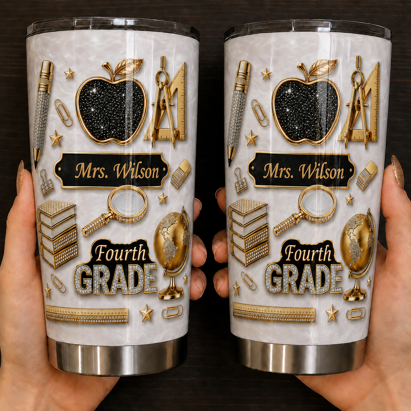 Personalized Teacher Tumbler 20oz, Custom Name & Grade Back to School Gift