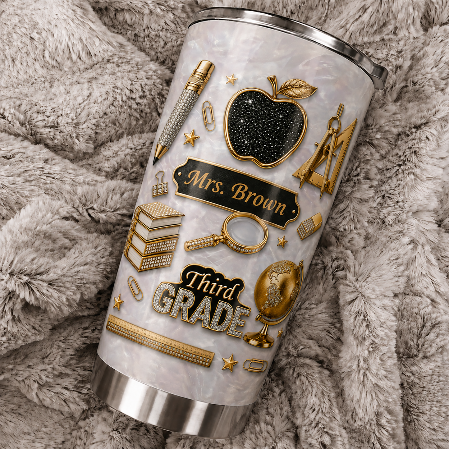Personalized Teacher Tumbler 20oz, Custom Name & Grade Back to School Gift