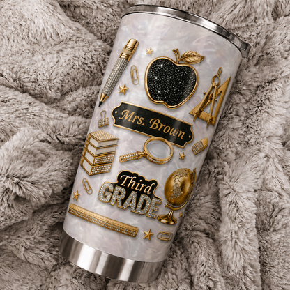 Personalized Teacher Tumbler 20oz, Custom Name & Grade Back to School Gift