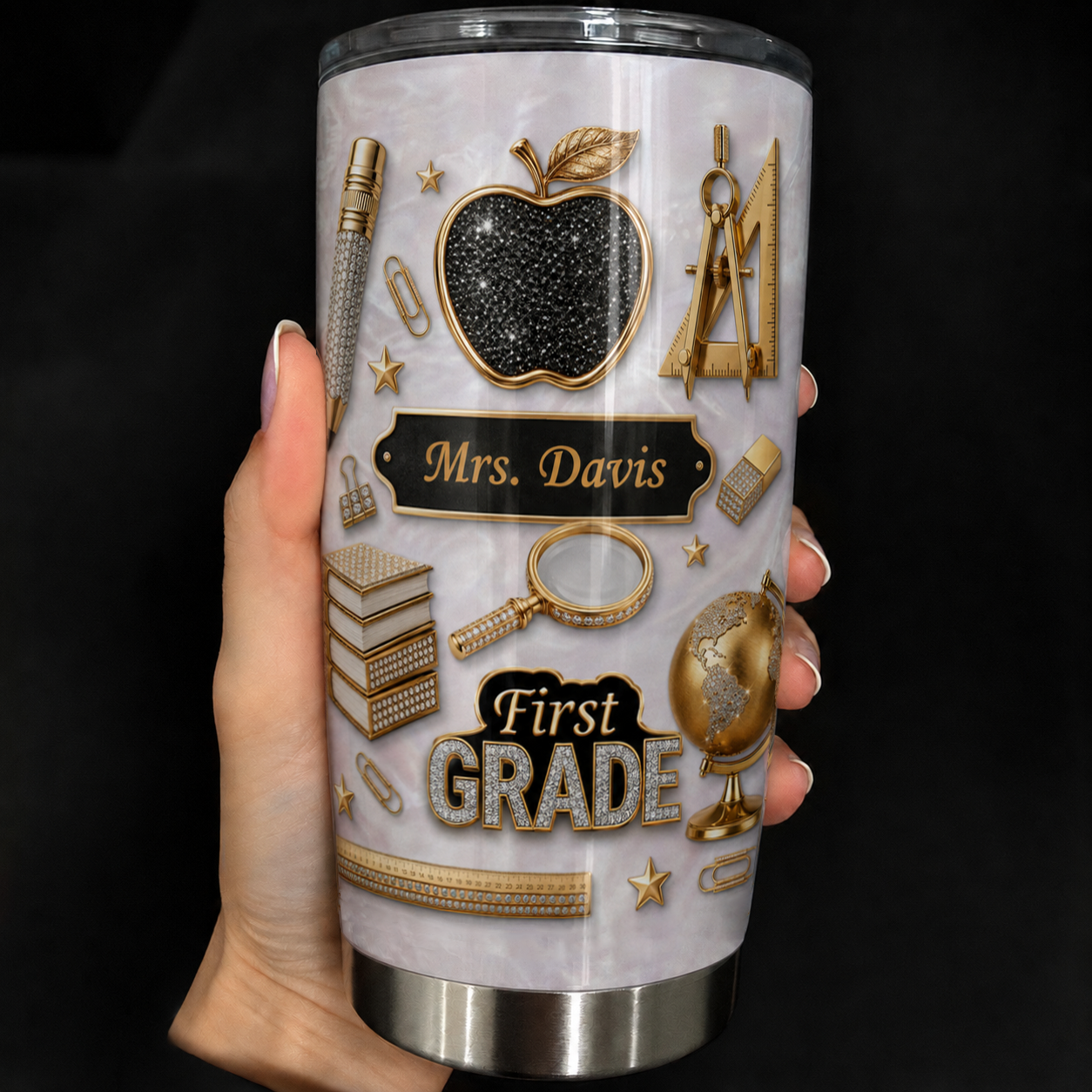 Personalized Teacher Tumbler 20oz, Custom Name & Grade Back to School Gift
