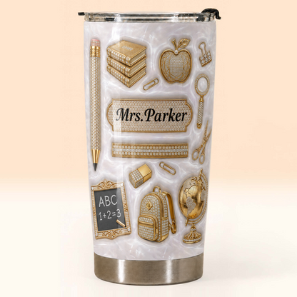 Personalized Teacher Tumbler 20 oz, Custom Teacher Name Tumbler, Back to School Gift