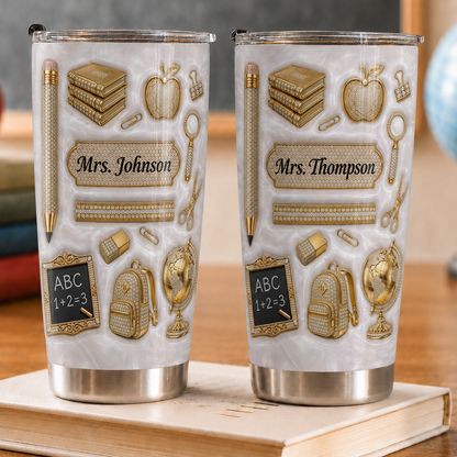 Personalized Teacher Tumbler 20 oz, Custom Teacher Name Tumbler, Back to School Gift