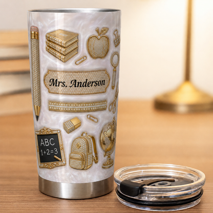 Personalized Teacher Tumbler 20 oz, Custom Teacher Name Tumbler, Back to School Gift