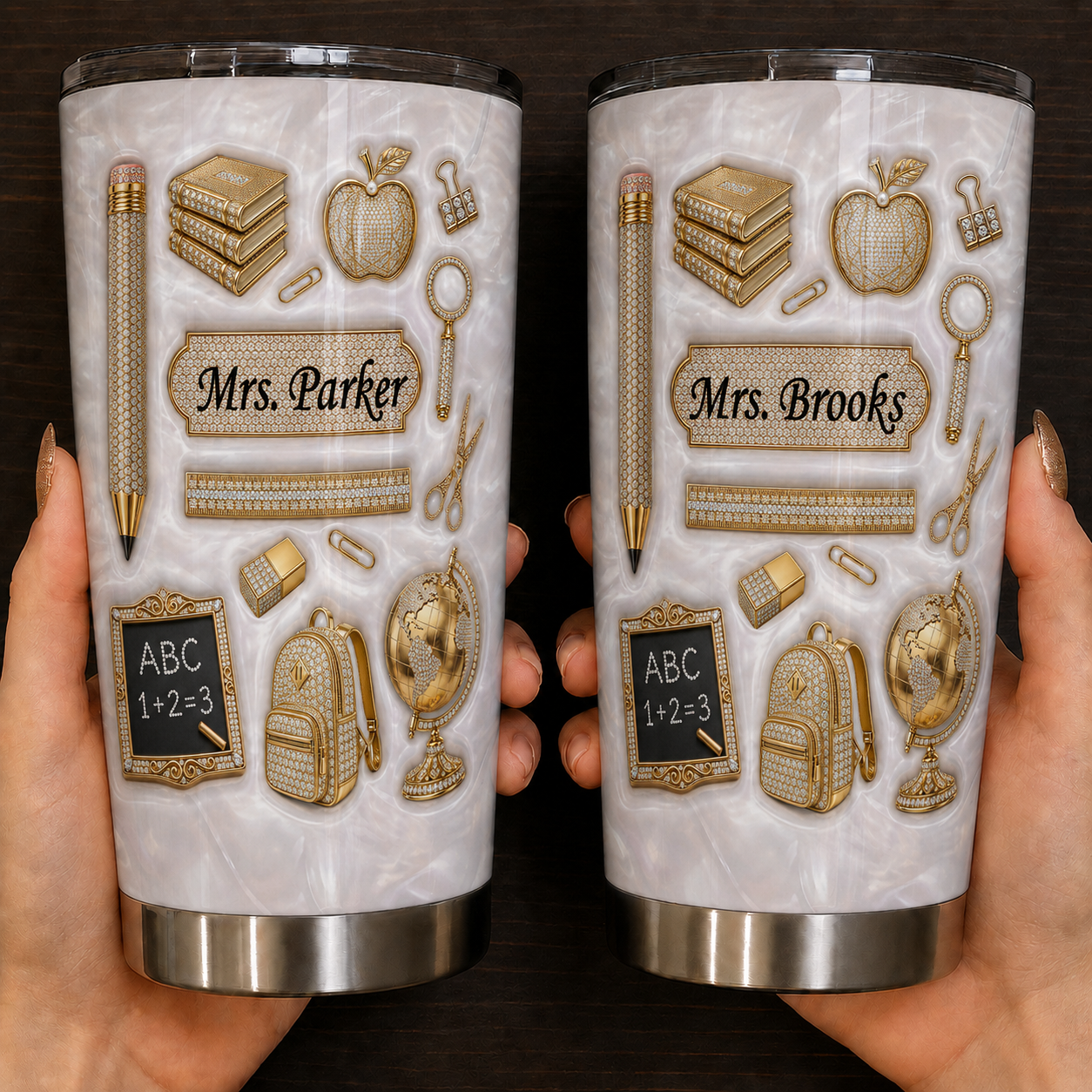 Personalized Teacher Tumbler 20 oz, Custom Teacher Name Tumbler, Back to School Gift