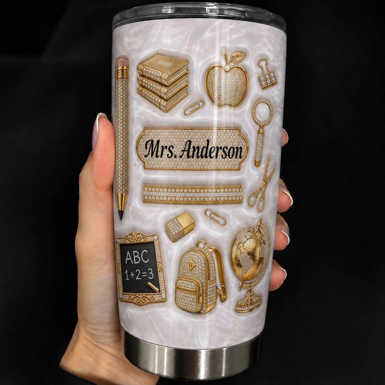 Personalized Teacher Tumbler 20 oz, Custom Teacher Name Tumbler, Back to School Gift