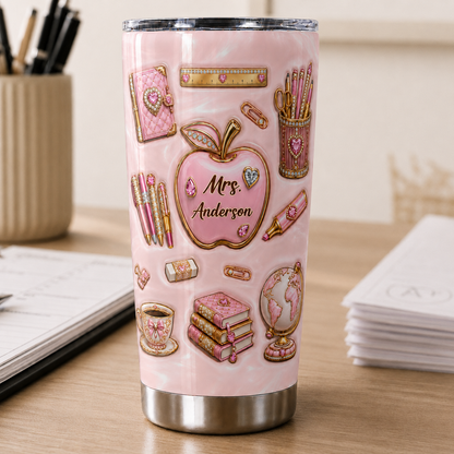 Personalized Teacher Tumbler, Custom Teacher Name 20 oz Tumbler, Back to School Gift