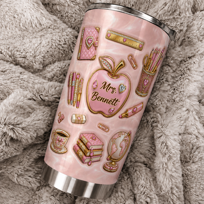 Personalized Teacher Tumbler, Custom Teacher Name 20 oz Tumbler, Back to School Gift