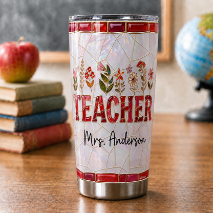 Personalized Teacher Tumbler, Custom Teacher Name 20 oz Tumbler, Back to School Gift