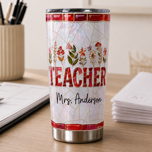 Personalized Teacher Tumbler, Custom Teacher Name 20 oz Tumbler, Back to School Gift
