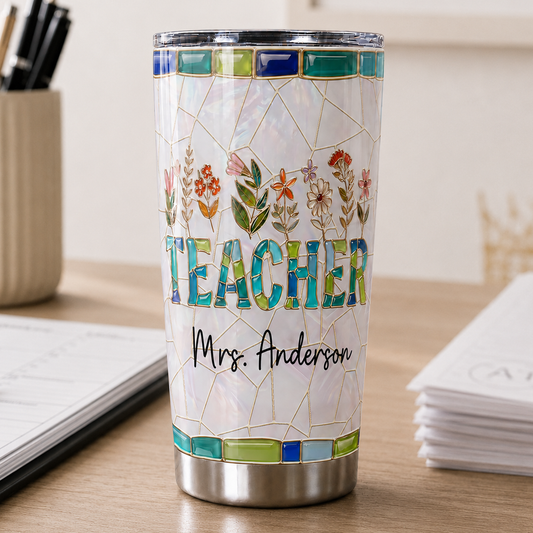 Personalized Teacher Tumbler, Custom Teacher Name 20 oz Back to School Gift