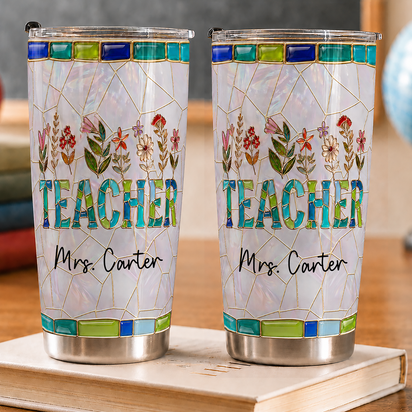 Personalized Teacher Tumbler, Custom Teacher Name 20 oz Back to School Gift
