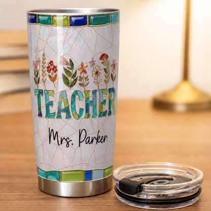 Personalized Teacher Tumbler, Custom Teacher Name 20 oz Back to School Gift