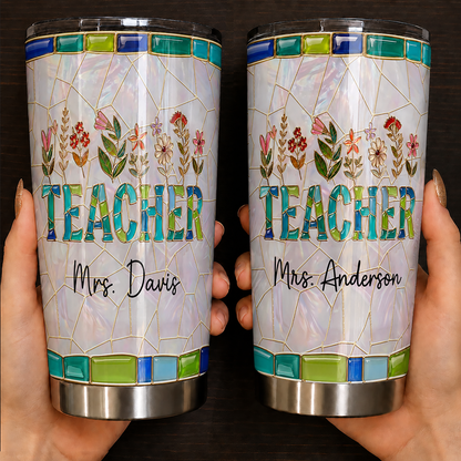 Personalized Teacher Tumbler, Custom Teacher Name 20 oz Back to School Gift