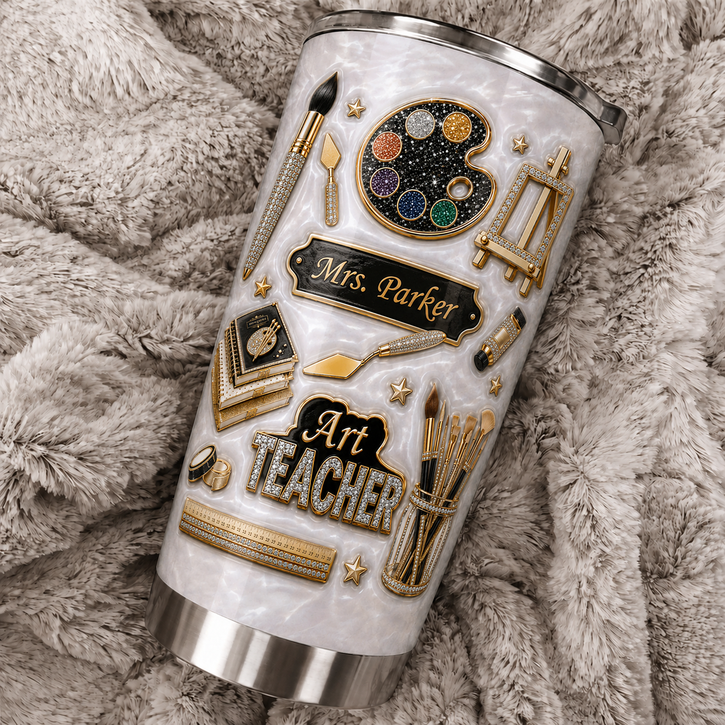 Personalized Art Teacher Tumbler, Custom Teacher Name 20 oz Tumbler, Back to School Gift