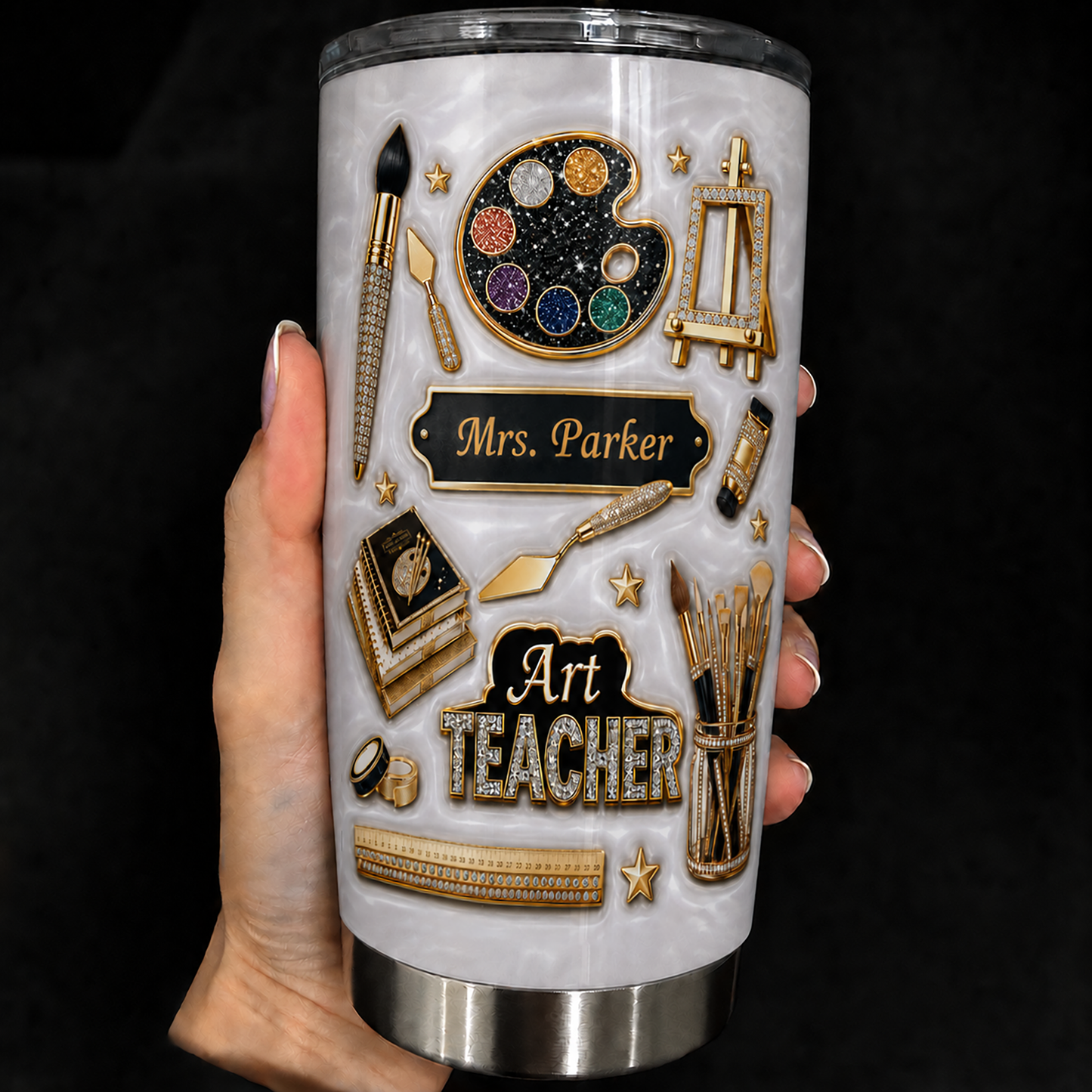 Personalized Art Teacher Tumbler, Custom Teacher Name 20 oz Tumbler, Back to School Gift