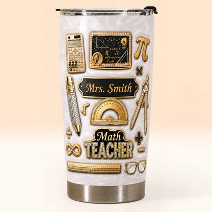 Personalized Math Teacher Tumbler, Custom Teacher Name 20 oz Tumbler, Back to School Gift