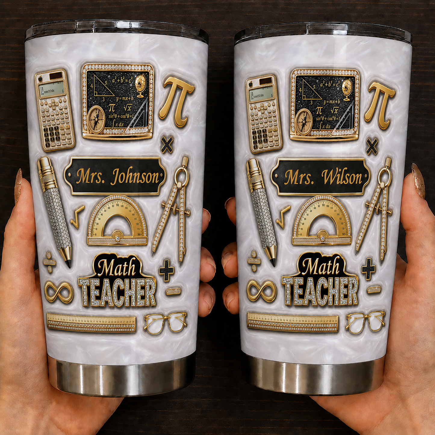 Personalized Math Teacher Tumbler, Custom Teacher Name 20 oz Tumbler, Back to School Gift