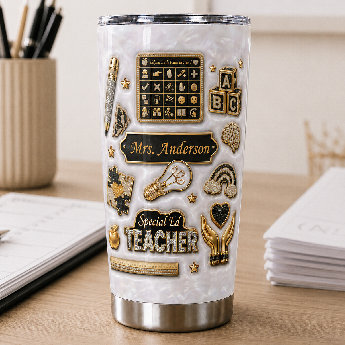 Personalized Special Ed Teacher Tumbler, Custom Teacher Name 20 oz Tumbler, Back to School Gift