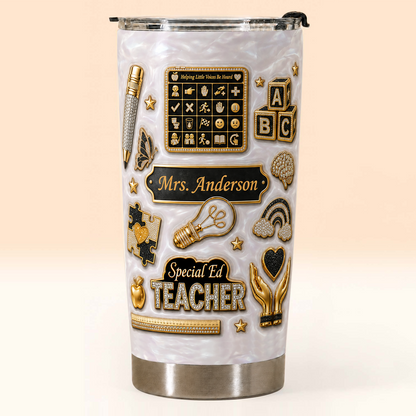 Personalized Special Ed Teacher Tumbler, Custom Teacher Name 20 oz Tumbler, Back to School Gift