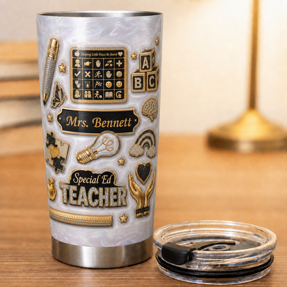 Personalized Special Ed Teacher Tumbler, Custom Teacher Name 20 oz Tumbler, Back to School Gift