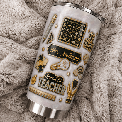 Personalized Special Ed Teacher Tumbler, Custom Teacher Name 20 oz Tumbler, Back to School Gift
